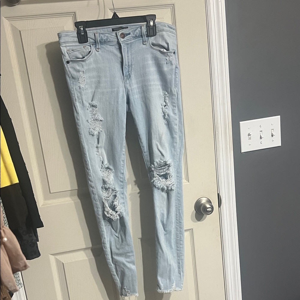 Abercrombie & Fitch Light Blue Distressed Skinny Jeans